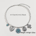 Western turquoise charm necklace with silver concho flower and cross charms, view 2