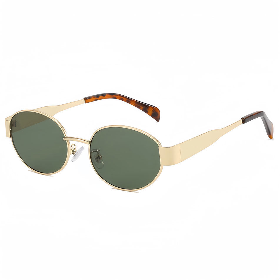 Vintage oval metal sunglasses for women, view 9
