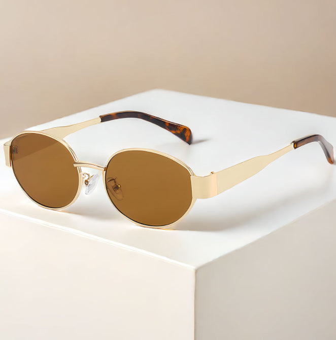 Vintage oval metal sunglasses for women, view 12
