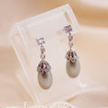Vintage gray pearl drop earrings with filigree by Turquoise Vintage