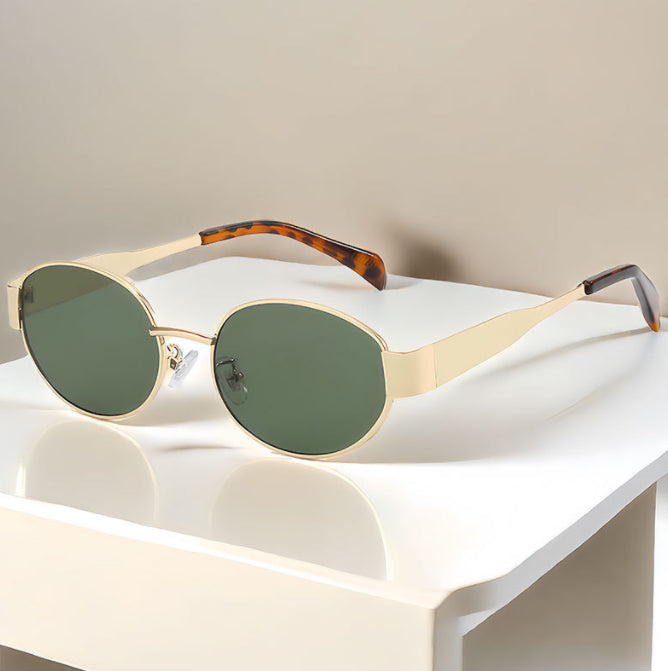 Vintage oval metal sunglasses for women, view 11
