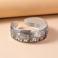 Vintage silver elephant engraved cuff bracelet, view 4