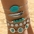 Turquoise and silver bracelet stack set of 4, view 10