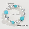Chunky turquoise and silver bead necklace and bracelet, view 3